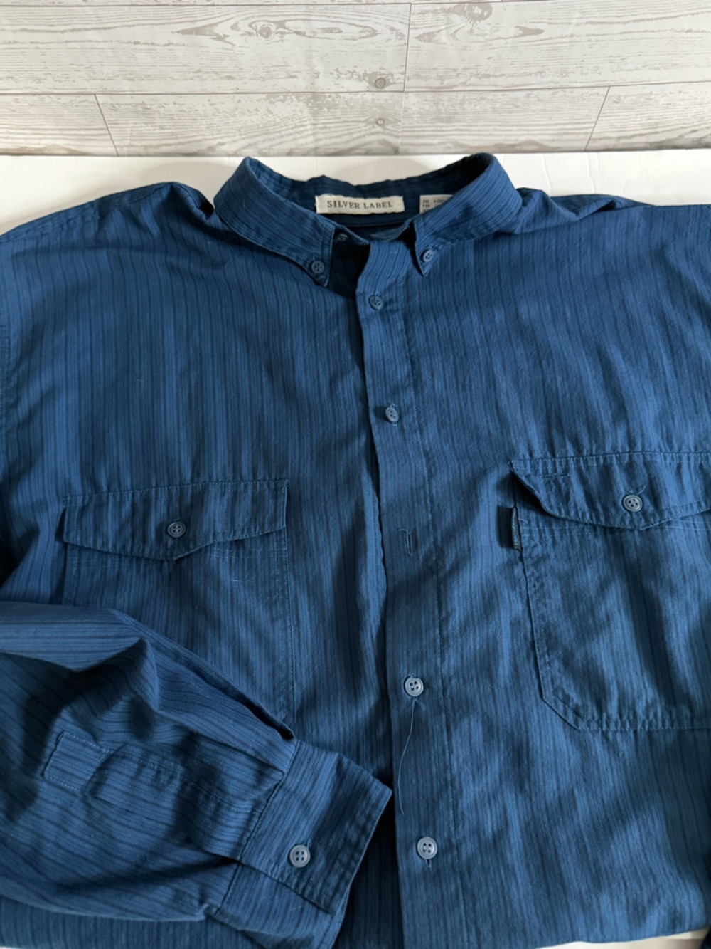 Vintage Levi's XL Silver Label shirt Striped Blue Dad Classic 80s button